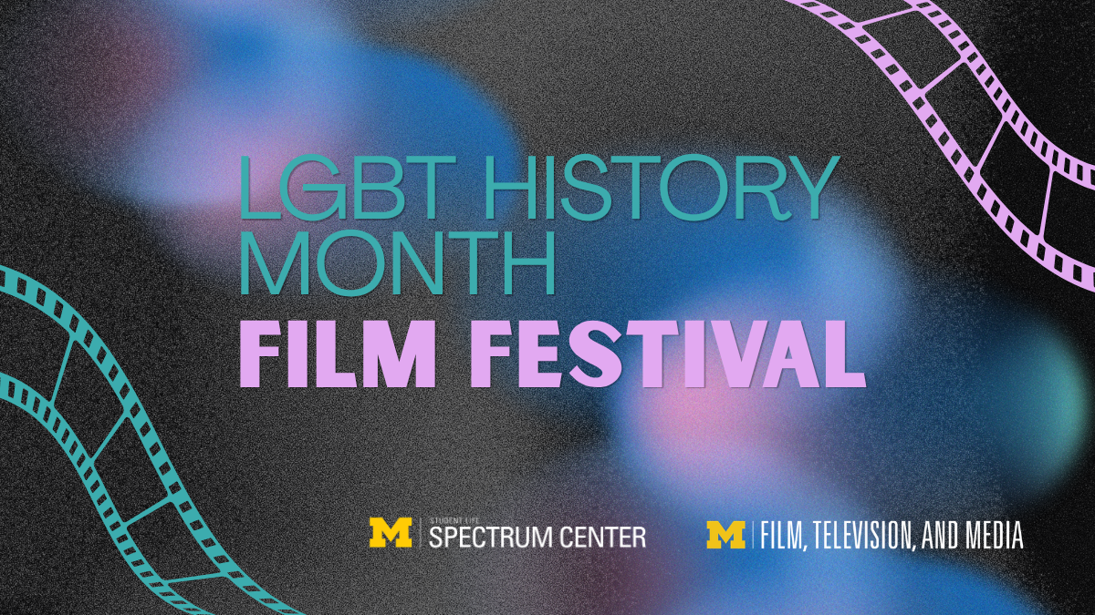 LGBT History Month Film Festival graphic with film strips and sponsor logos