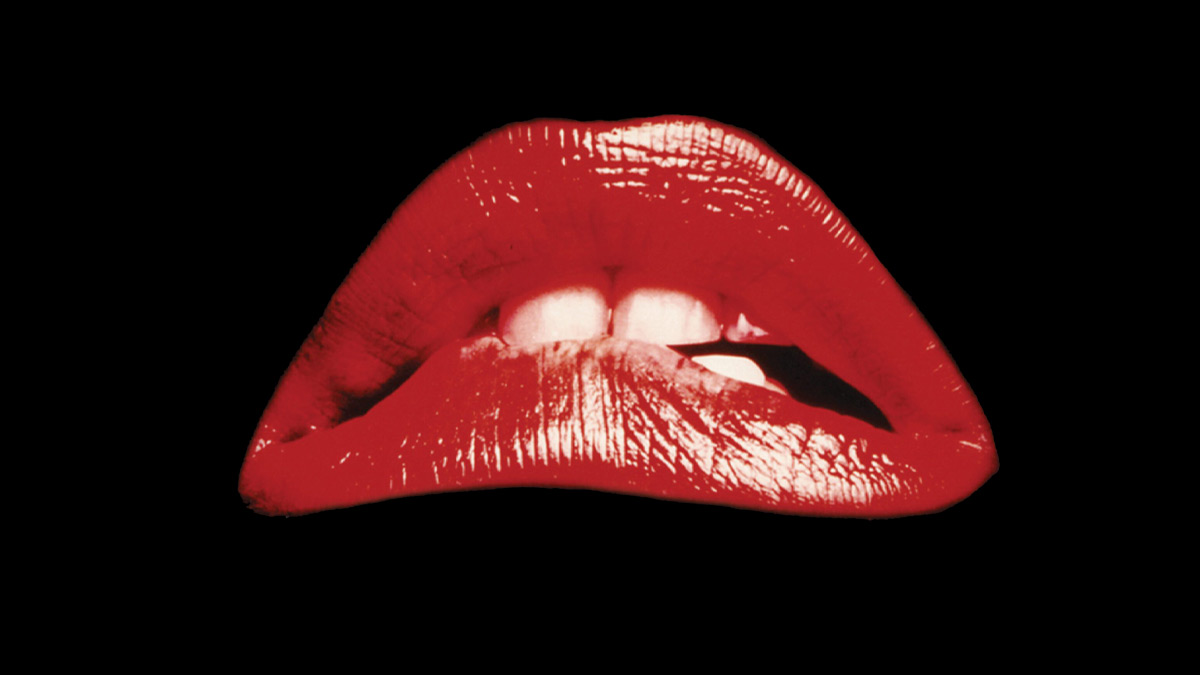 Red lips on a black background