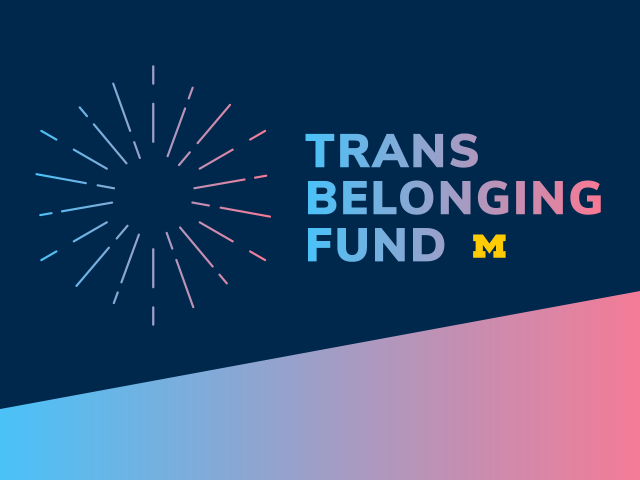 Graphic with text: Trans Belonging Fund