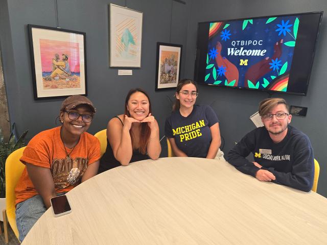 Students seated around a table at QTBIPOC Welcome